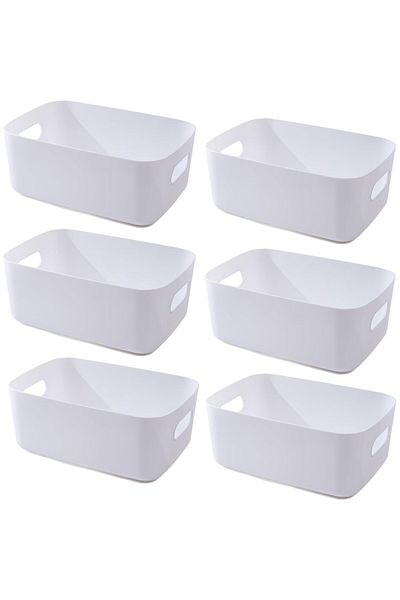 OEM Set of 6 storage boxes, plastic, with handles, 30x20x10 cm, bathroom organizers, multi-functional
