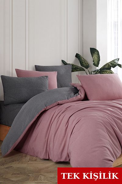 conzaliza Single Fitted Sheet Duvet Cover Set |   Plum-Grey