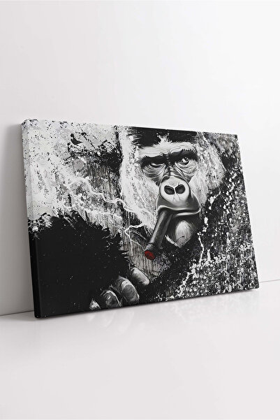 KOSS Dijital Платно с портрет на горила, картина с маймуна, пушеща пура, черн...