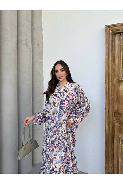 JESSE STORY Women's Hijab Dress Modal Fabric Floral Pattern Dress