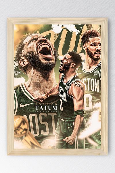 Saturn Jayson Tatum Framed Painting - Basketball Nba Poster Painting