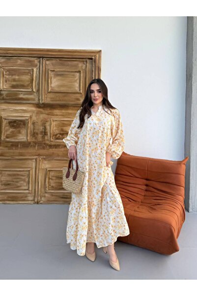 JESSE STORY Kadın Tesettür Elbise Modal Kumaş Çiçek Desenli Elbise