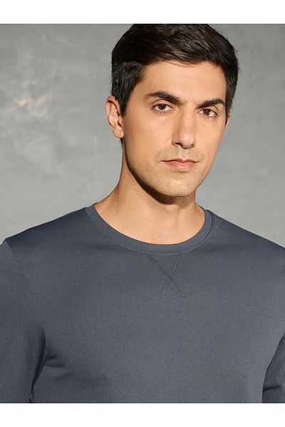Technosport By Styli Solid Round Neck Long Sleeve T-Shirt