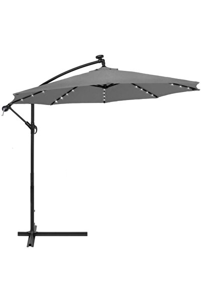 SERSIMO Градински чадър тип „банан“, странично рамо, LED осветление, с капак,...