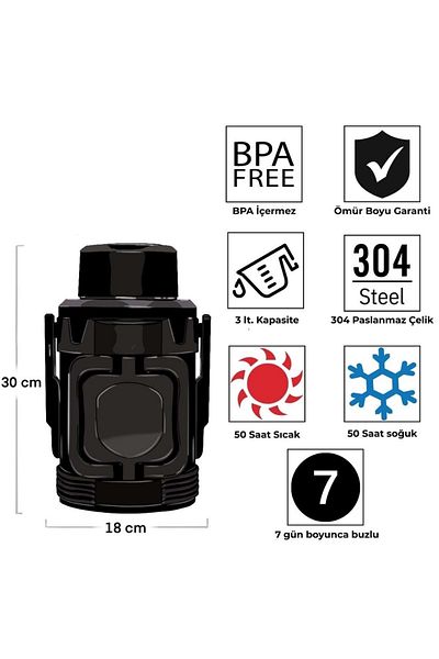 IGLOO Big Barrel 3 Liter Thermos 3 Liter Flask Black