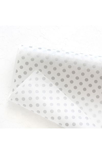 Bimotif Package Paper, Metallic Polka Dot, Silver-White, 50X70 cm 15 Pcs