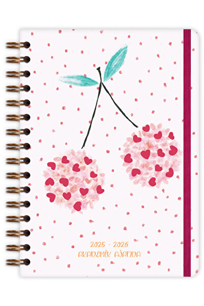 Matt Notebook 2025-2026 A5 Akademik Ajanda Spiralli 15x21 cm - 16 Aylık - Motivasyon Sayfalı Kiraz