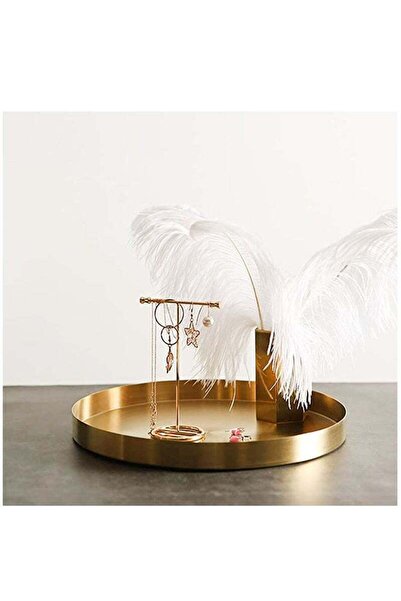 COOYA Round Metal Decorative Tray Mirror Finish Golden Jewelry Tray 4.9 Inch Gold