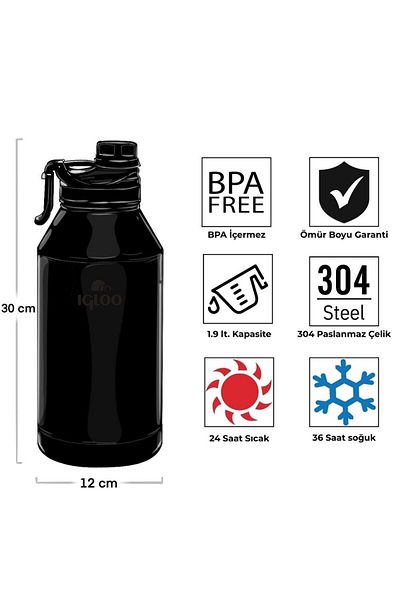 IGLOO Sportsman 1.9 Liter Thermos Flask Black