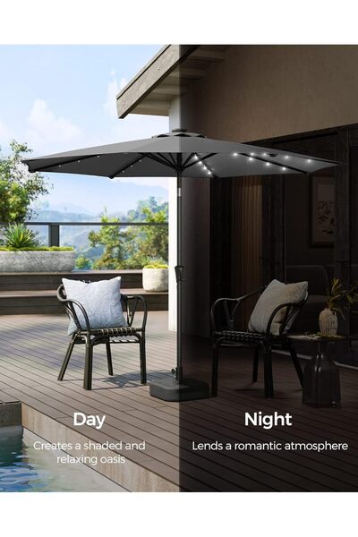 OEM SONGMICS Garden umbrella, solar LED lighting, with crank for opening, tilt system,