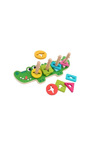 GLOBO Κροκόδειλος Globo, διαλογέας, ξύλινος, με 12 χρωματιστούς δίσκους