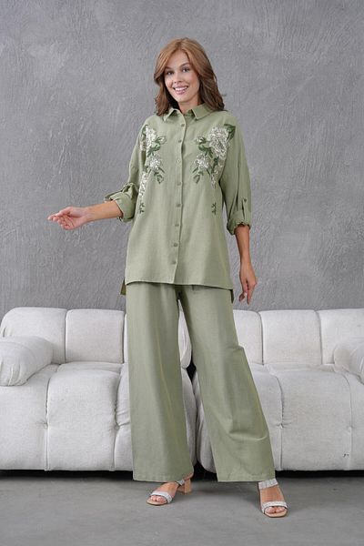 BURRASCA Embroidered Stone Linen Suit