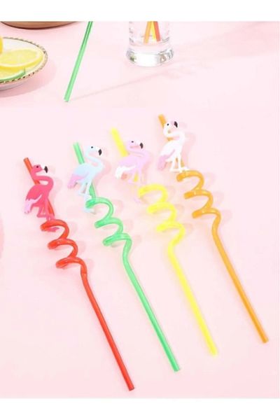 AYGÖREN HOME 4 Cute Colorful Emoji Straws - Cocktail Home Decoration