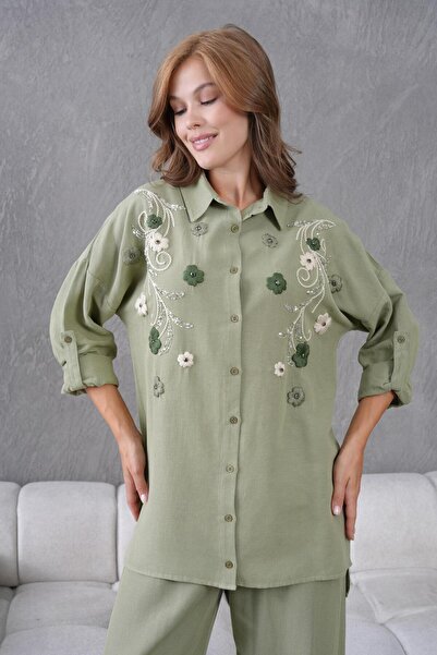 BURRASCA Embroidered Stone Linen Suit