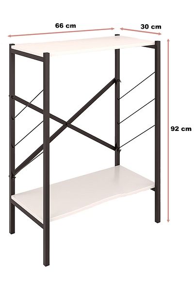 AGD Console Entry Table, Side Table and Coffee Corner, 3-Shelf Wood Bookcase Meets All Your Needs/White