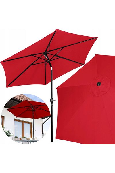 SERSIMO Garden Patio Umbrella, With Crank And Tilt, Diameter 250cm, Red
