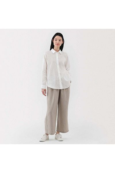 Muji Washed Linen Easy Wide Pants