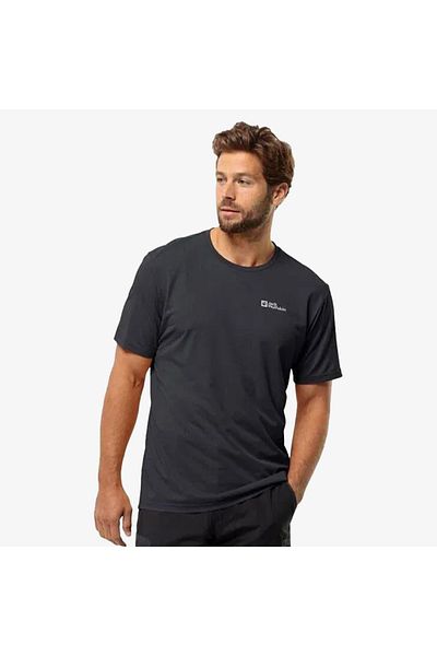 Jack Wolfskin Ανδρικό μαύρο μπλουζάκι Delgami