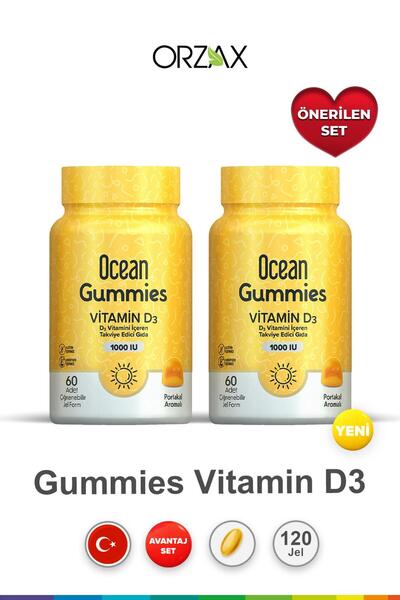 Orzax Ocean Gummies Vitamin D3 60 Çiğnenebilir Tablet 2 Adet