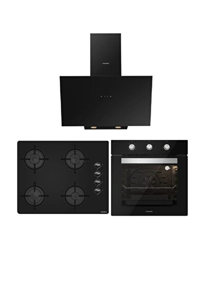 Silverline - Hafele 65 Cm Ocak Siyah Ankastre Set (3481 Flam - Hafele Luce 65...