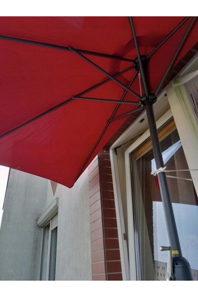 SERSIMO Balcony umbrella 270x250 cm, wall mounted, with crank and waterproof cover, red
