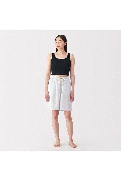 Muji حمالة صدر قصيرة مضلعة من القطن المرن