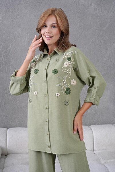 BURRASCA Embroidered Stone Linen Suit