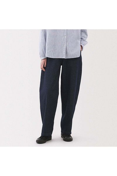 Muji Kapok Blend Denim Wide Tapered Pants