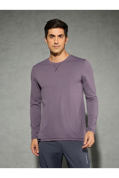 Technosport By Styli Solid Round Neck Long Sleeve T-Shirt