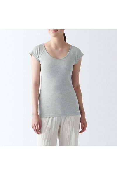 Muji Cotton Ribbed French Sleeve T-Shirt