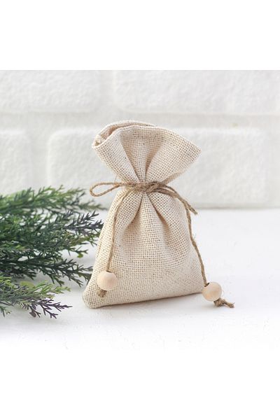 Bimotif Natural Pouch, Jute String Beaded 10X15 cm (3 Pcs)