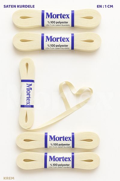 Mortex Κρεμ Σατέν Κορδέλα 1cm 10mt - Κορδέλα για Συσκευασία, Γάμος, Αρραβώνας, Προίκα, Δώρο, Στολισμός