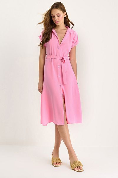 Bianco Lucci Γυναικείο φόρεμα Linda Shirt με λεπτομέρεια Cummerbund 5248 60281080