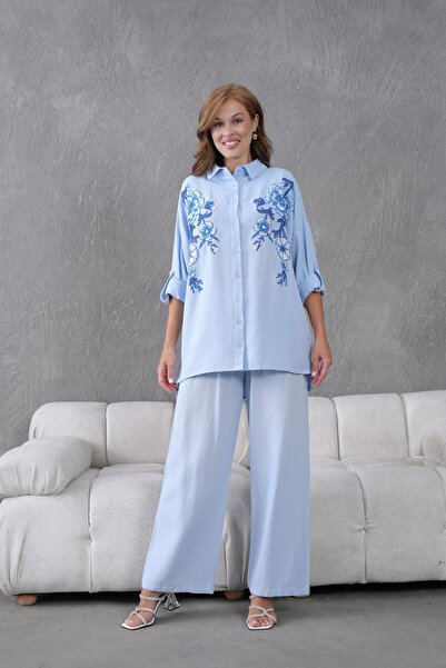 BURRASCA Embroidered Stone Linen Suit