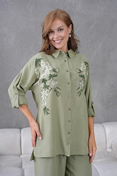 BURRASCA Embroidered Stone Linen Suit