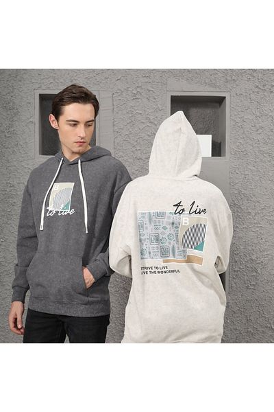 ALANAQA Unisex Oversized Hoodie with Back Print Pullover