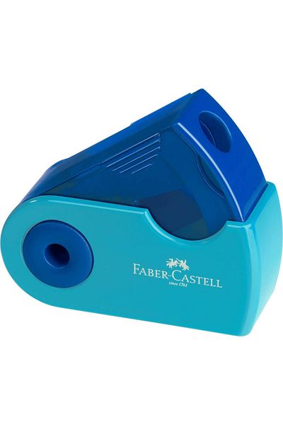 OEM Faber-Castell Sleeve Mini Single Sharpener with Container, Trend 2019, Blue