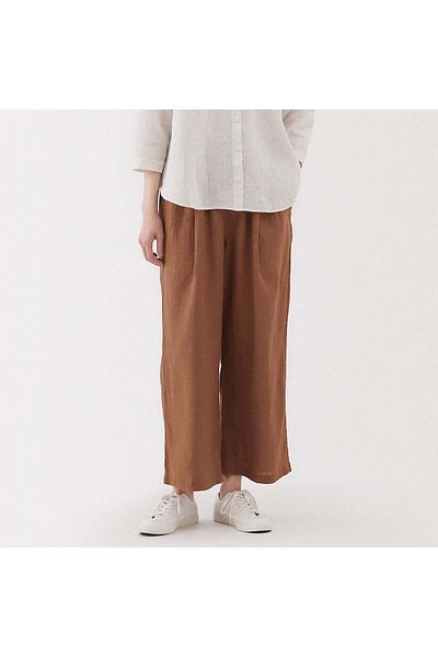 Muji Washed Linen Easy Wide Pants