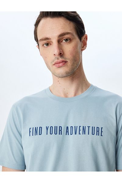 Koton Tricou cu mânecă scurtă din bumbac cu decolteu rotund și cu imprimeu cu slogan