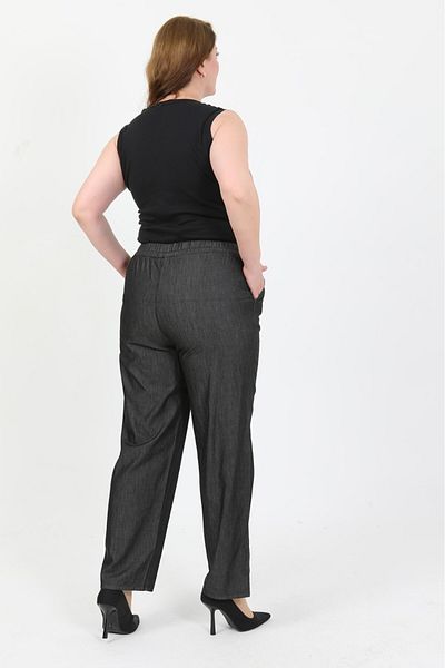 By Alba Collection Women's Black Elastic Waist Plus Size Jeans