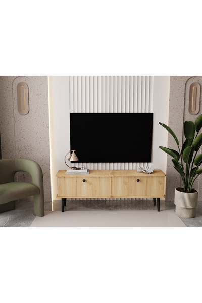 melura home LUNARIS TV ÜNİTESİ 140 CM 2 KAPAKLI OVAL KENAR %100 MDF LAKE AHŞA...