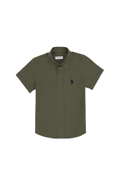 U.S. Polo Assn. Boy's Dark Khaki Short Sleeve Shirt 50306567-Vr111