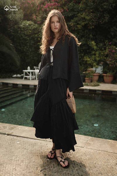 Hooopstore Boho Cross Layer Voile Navy Blue φούστα