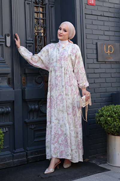 LOCCO Women's Floral Patterned Dress Water Green