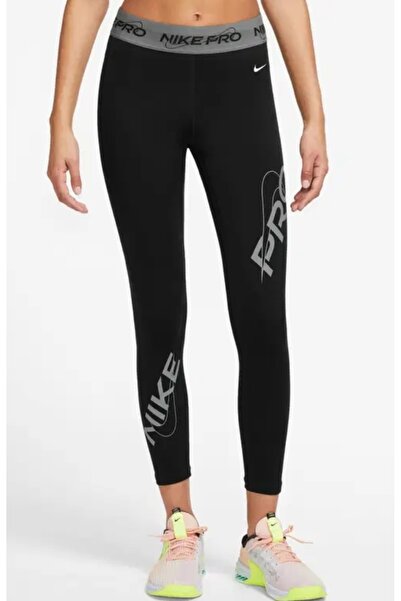 Nike Pro Dri-Fit Mid-Rise 7/8 Graphic Training Kadın Tayt FB5488-010 yakamoz spor