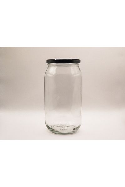 Massteelger 1000Cc Glass Jar – Black Lid, Pickle Storage Container