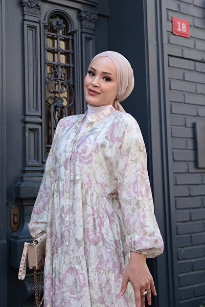 LOCCO Women's Floral Patterned Dress Water Green