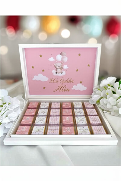 PLASTANKA isme Özel Tasarımlı Kız-erkek Bebek Çikolatası 50 Adet Dogum Yaş Gü...