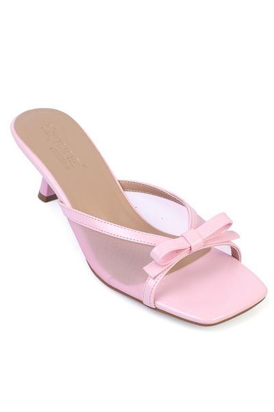 Capone Outfitters Midge Medium Heeled Mesh Bow Women's Slippers