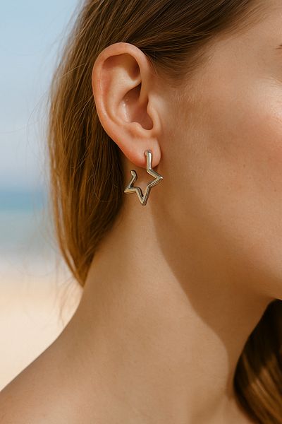 Luminos Butik Set of 6 Star Shaped Minimal Earrings – Mk0014-Silver